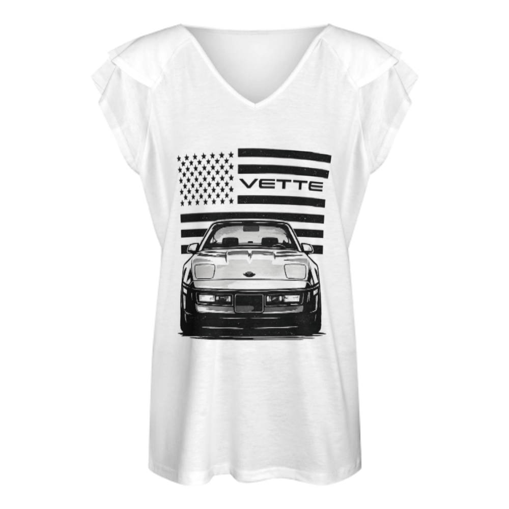 Vintage Corvette Vette American Flag Muscle Car Graphic Tee(z802)