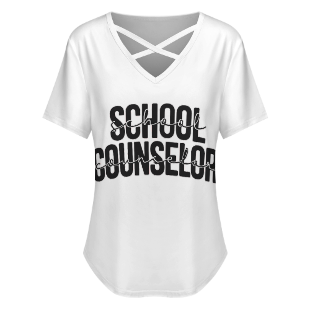School Counselor Inspirational V-Neck Tee – Minimalist Educator Appreciation Graphic Shirt(z788)