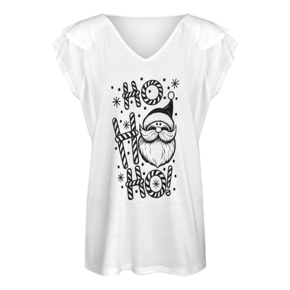 Ho Ho Ho Santa Christmas Graphic Tee – Cute Holiday Candy Cane Shirt for Women(z806)
