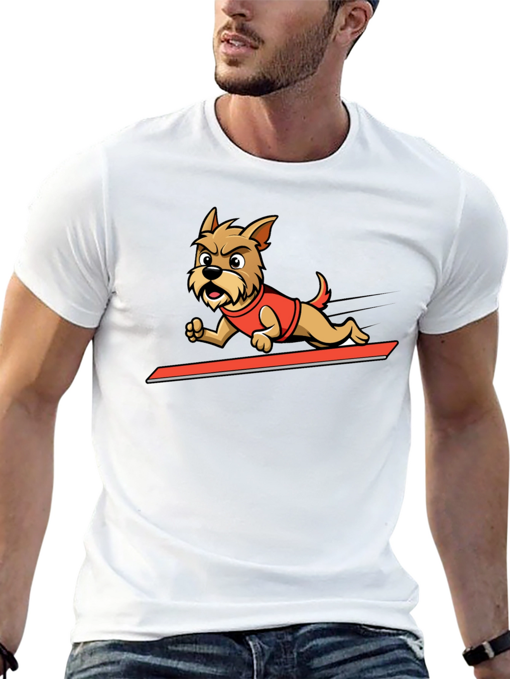 Dog Cartoon Graphic Tee - Cool Animal Design Shirt