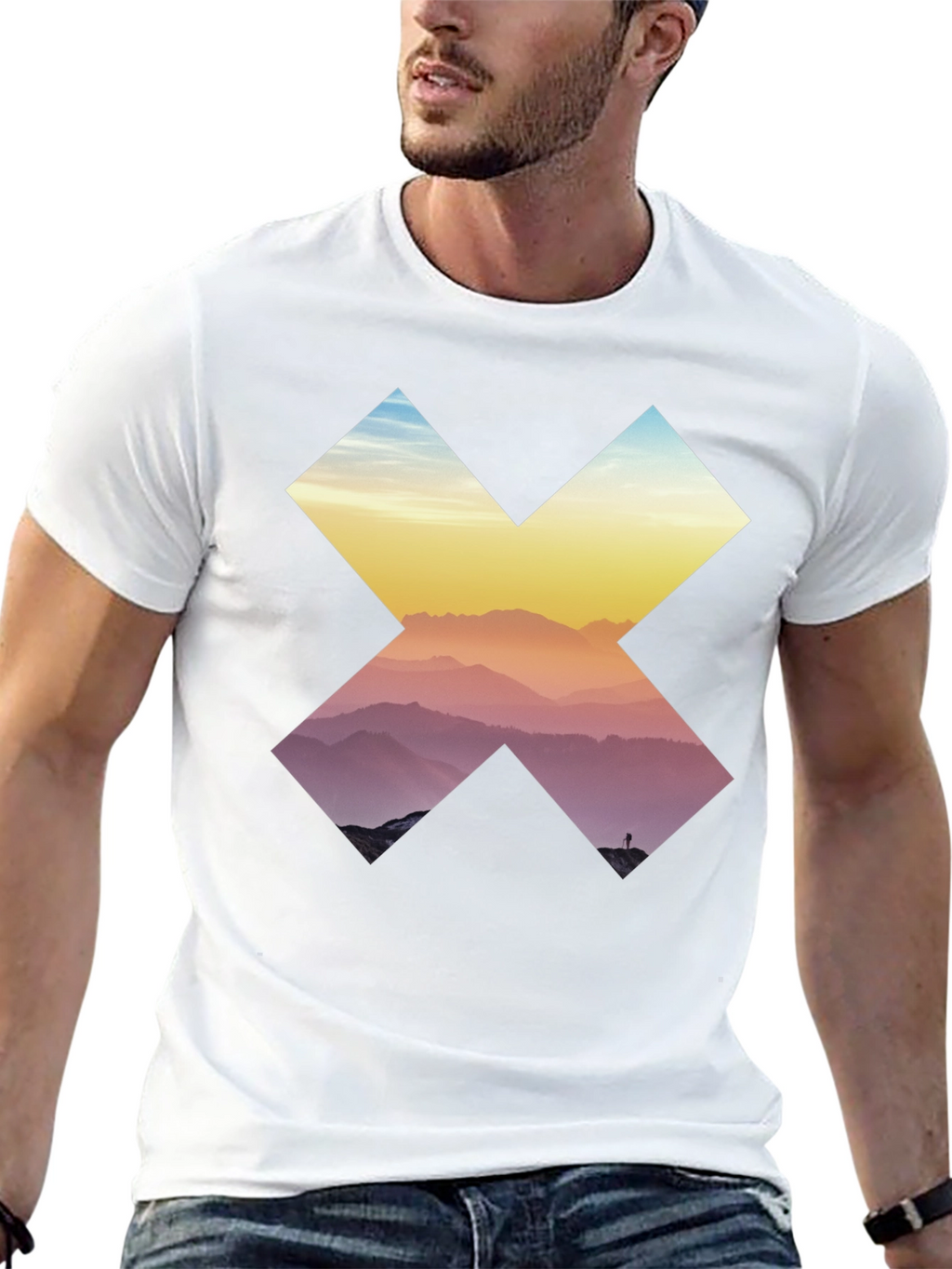 Mountains in Cross Graphic Tee - Black