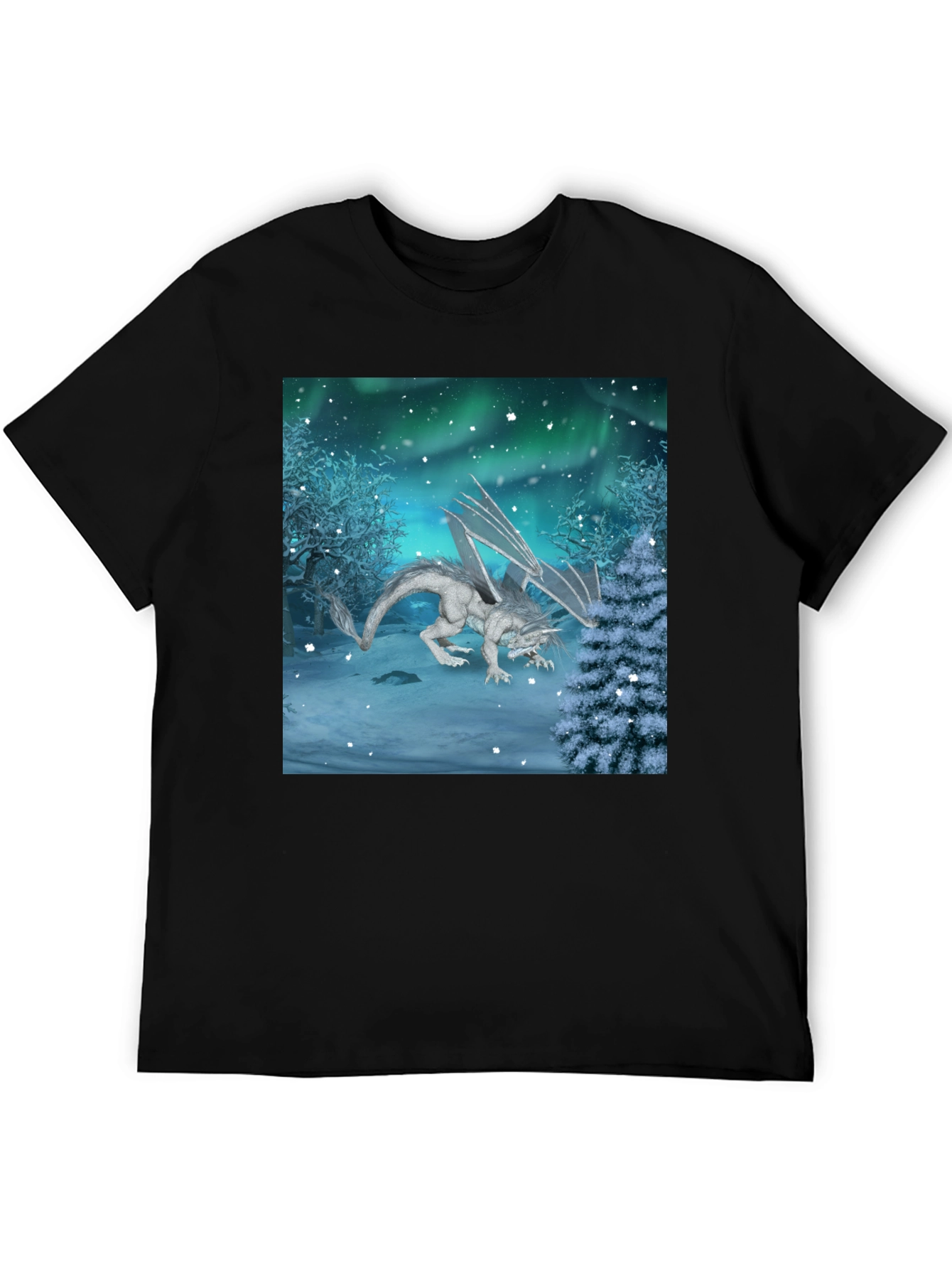 Winter Dragon Graphic Tee - Mens Black T-Shirt