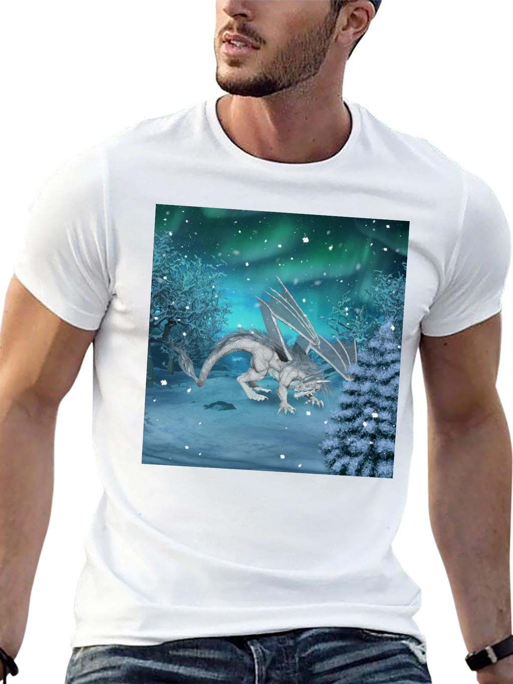 Winter Dragon Graphic Tee - Mens Black T-Shirt