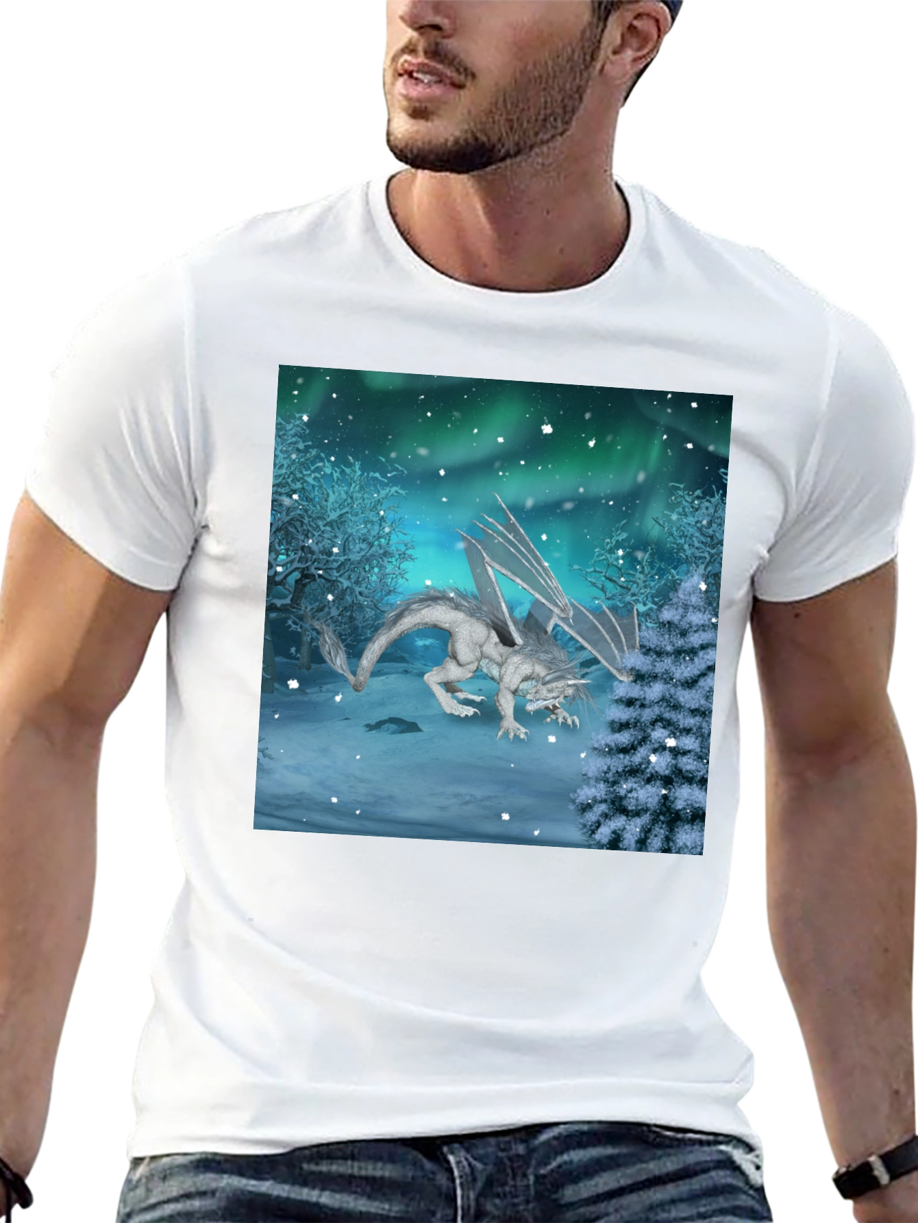 Winter Dragon Graphic Tee - Mens Black T-Shirt