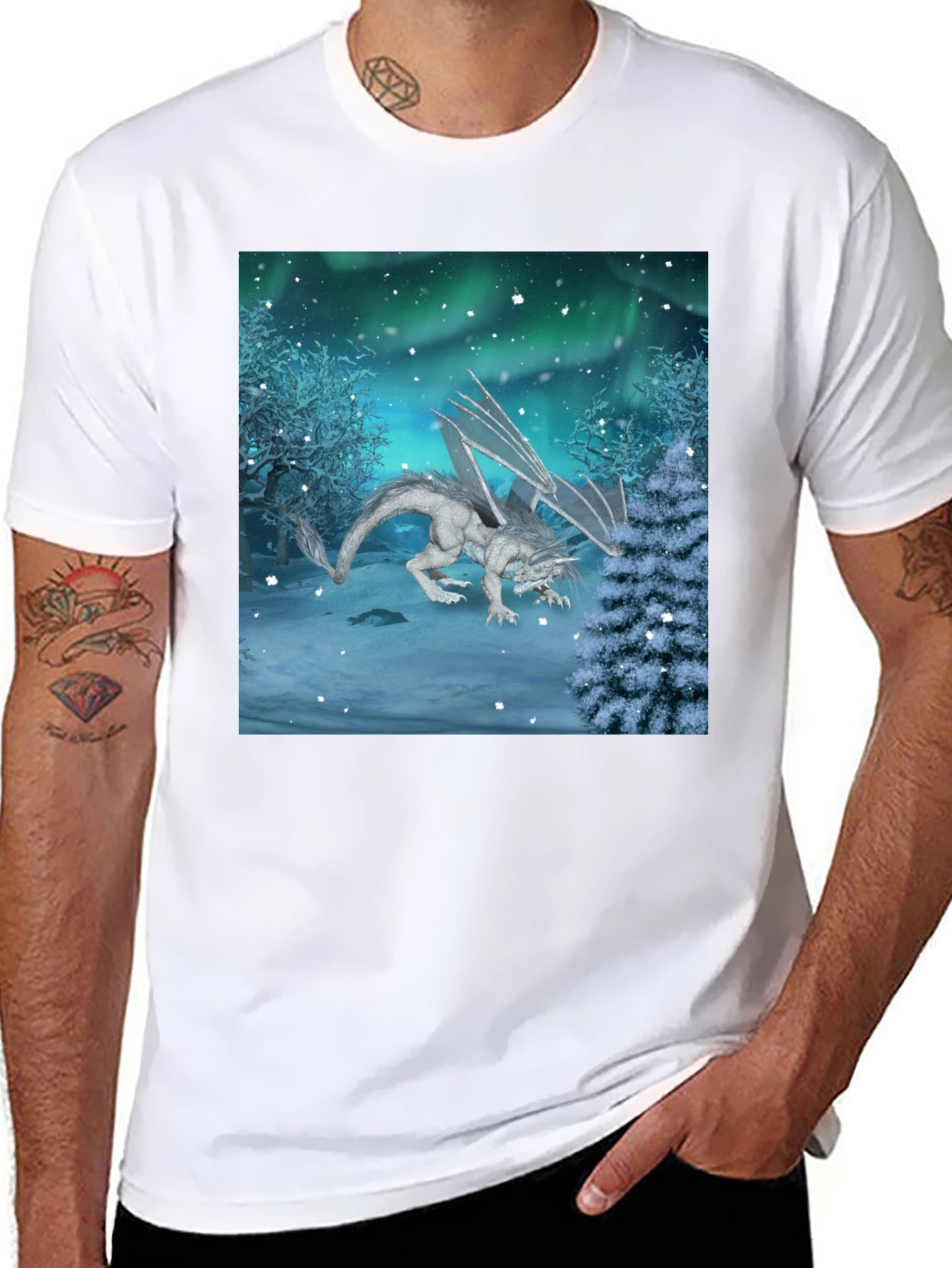 Winter Dragon Graphic Tee - Mens Black T-Shirt