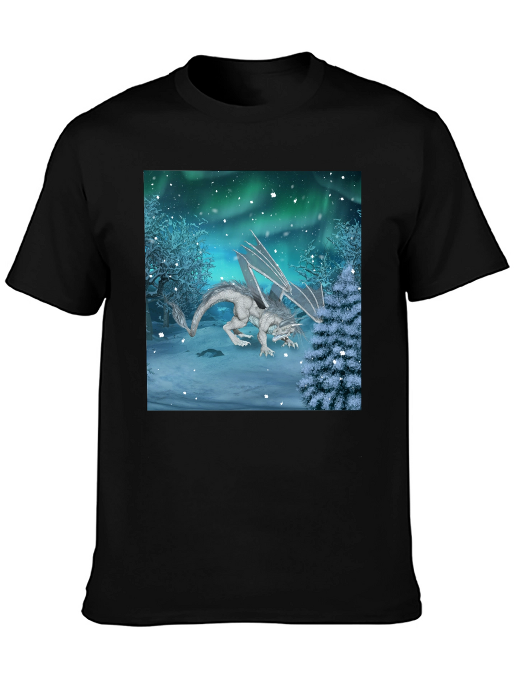 Winter Dragon Graphic Tee - Mens Black T-Shirt