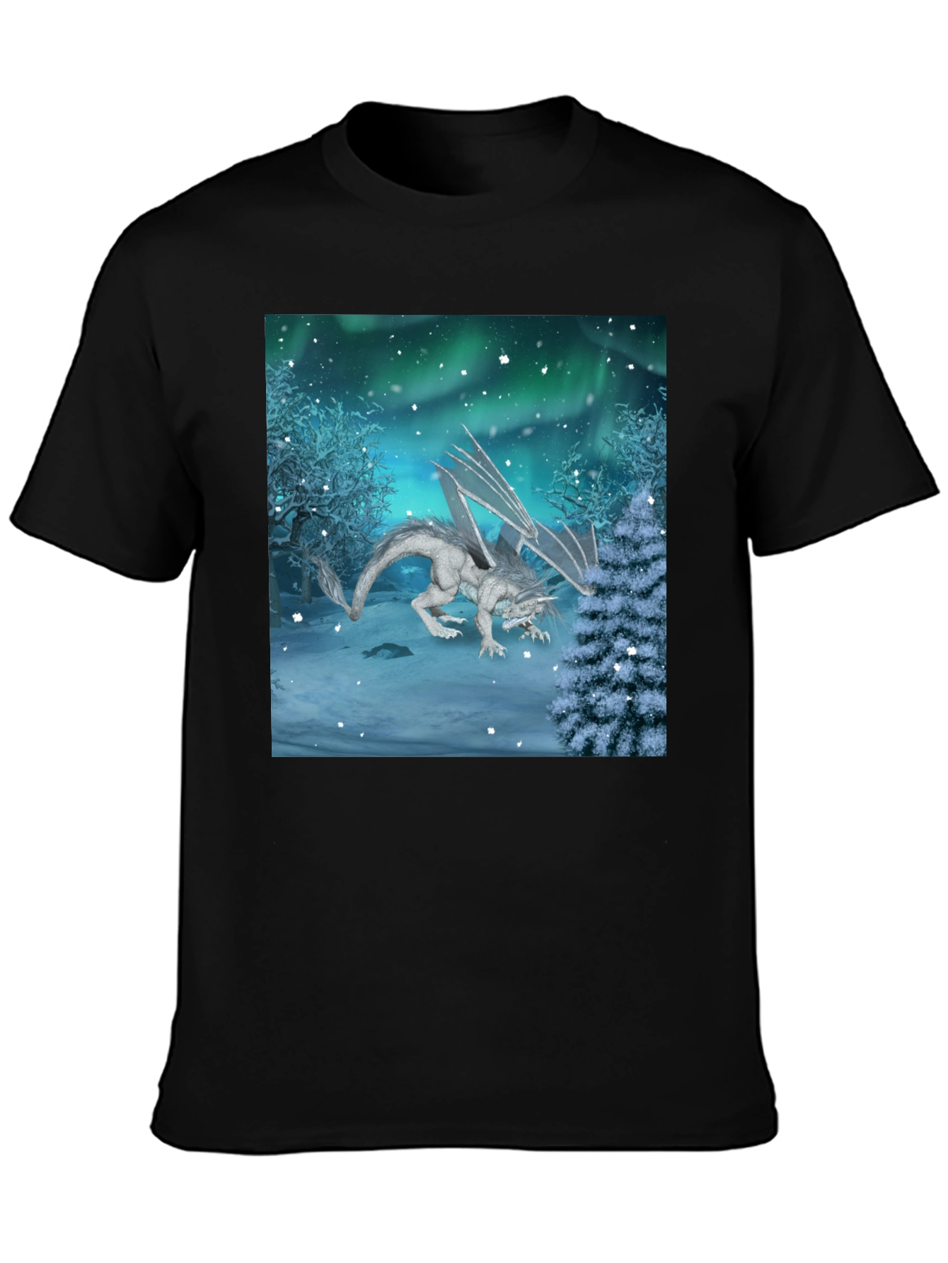 Winter Dragon Graphic Tee - Mens Black T-Shirt
