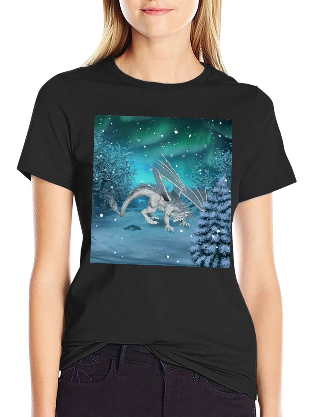 Winter Dragon Graphic Tee - Mens Black T-Shirt