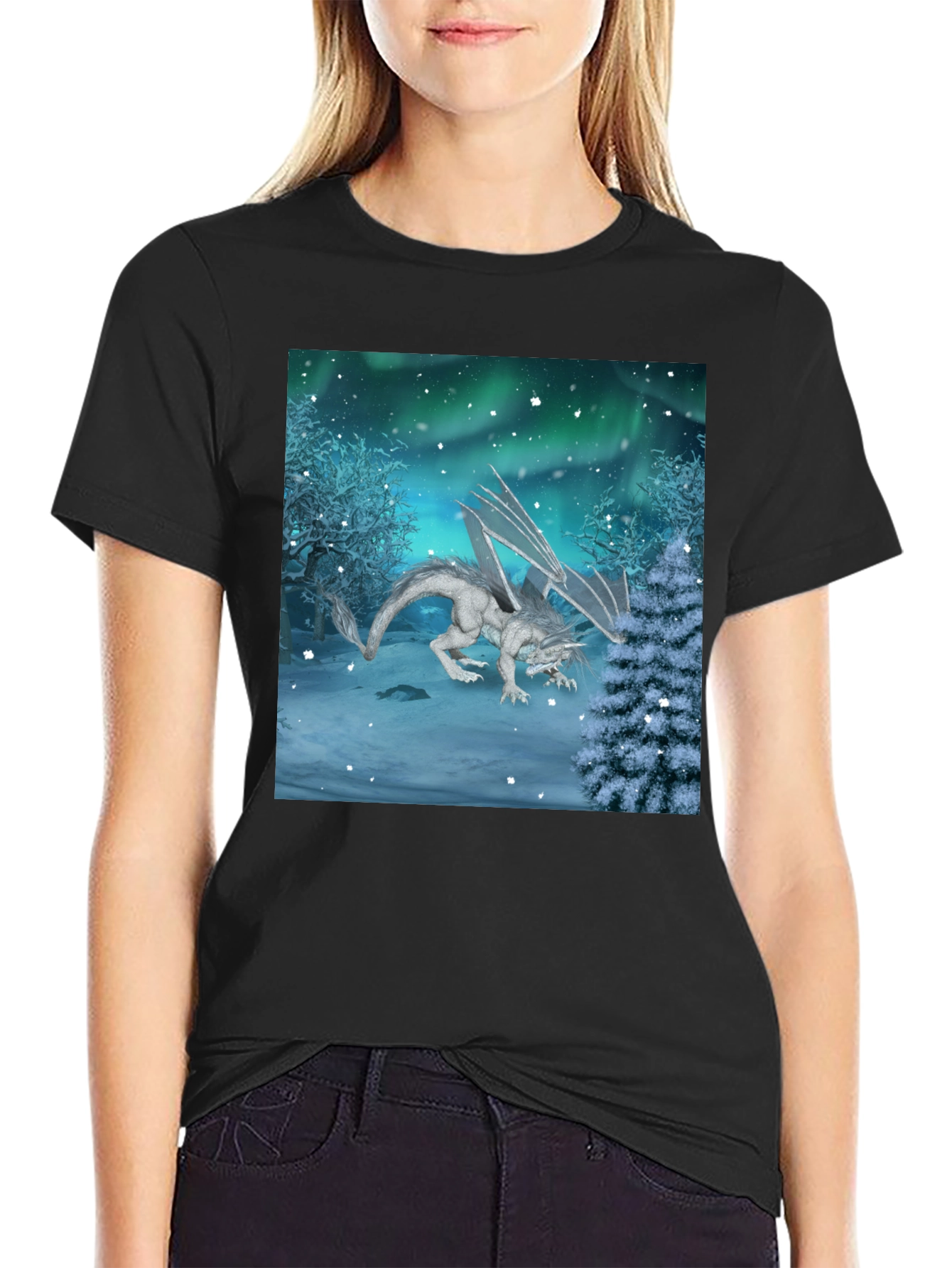 Winter Dragon Graphic Tee - Mens Black T-Shirt