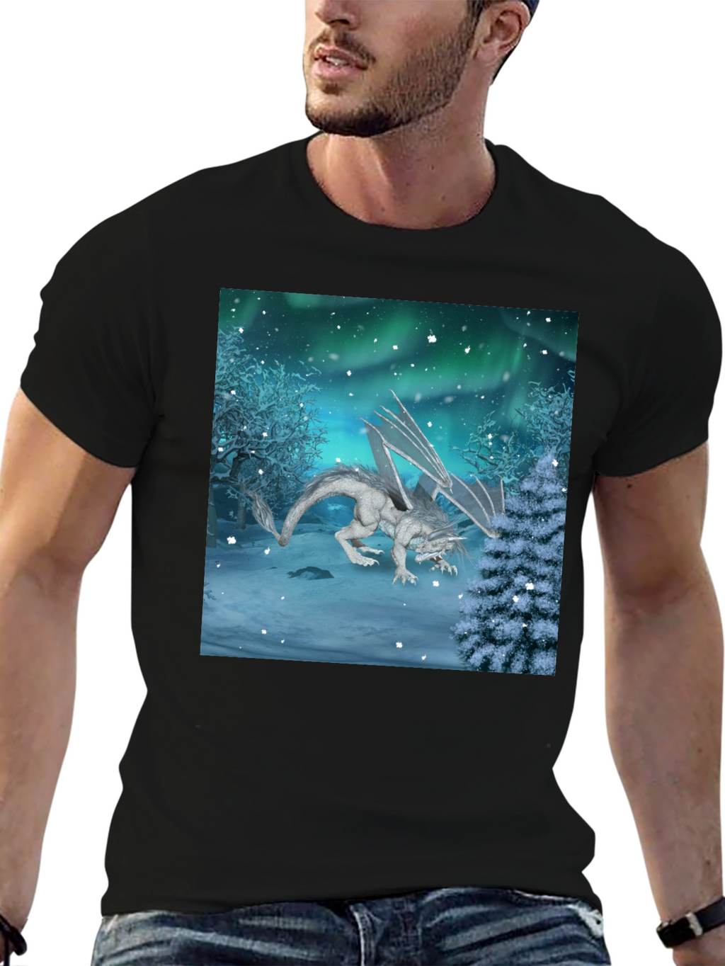 Winter Dragon Graphic Tee - Mens Black T-Shirt