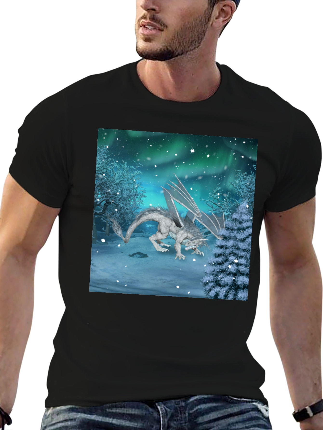Winter Dragon Graphic Tee - Mens Black T-Shirt
