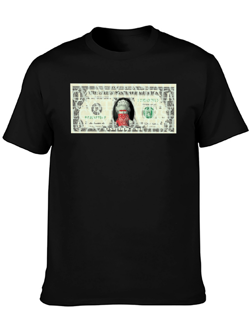 Queen Elizabeth Bandana One Dollar Bill Funny T-Shirt
