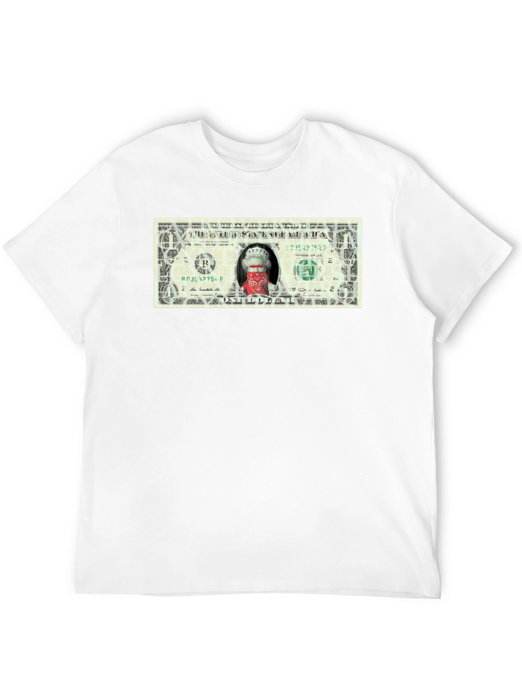 Queen Elizabeth Bandana One Dollar Bill Funny T-Shirt