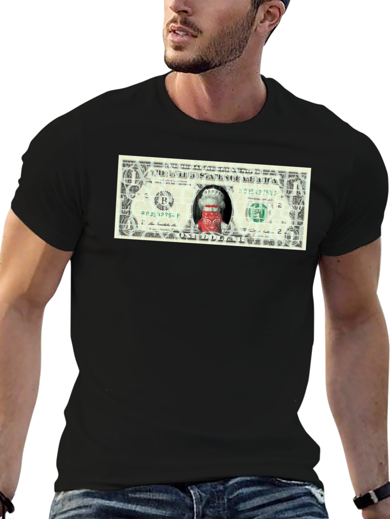 Queen Elizabeth Bandana One Dollar Bill Funny T-Shirt