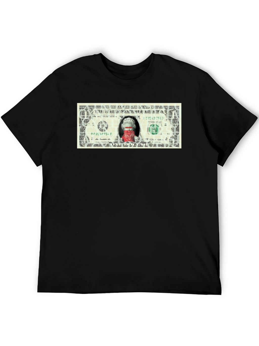 Queen Elizabeth Bandana One Dollar Bill Funny T-Shirt