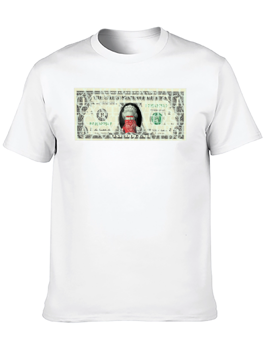 Queen Elizabeth Bandana One Dollar Bill Funny T-Shirt