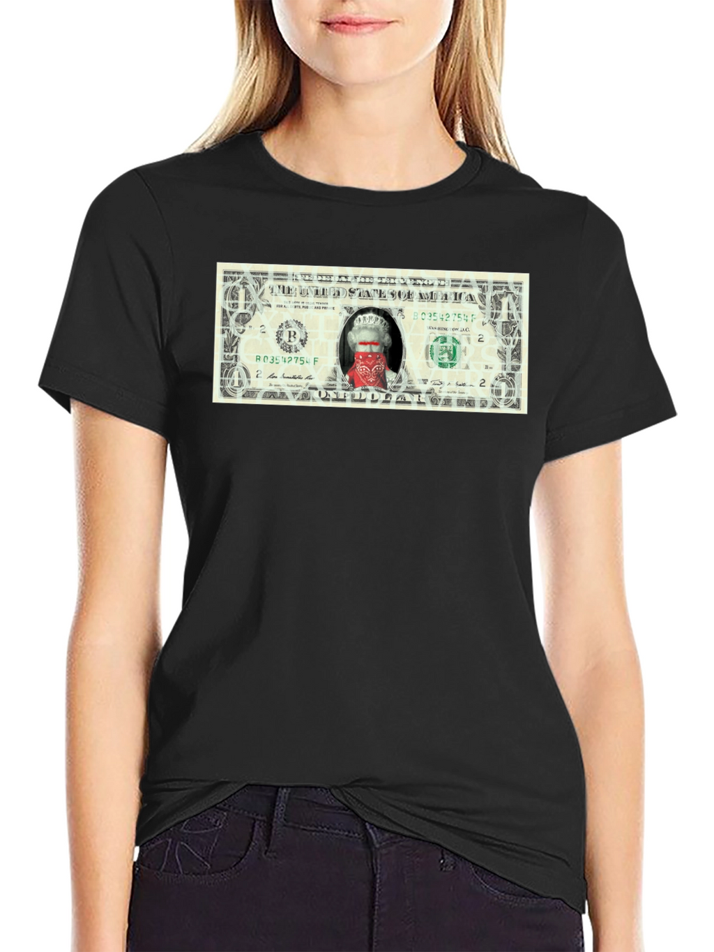 Queen Elizabeth Bandana One Dollar Bill Funny T-Shirt