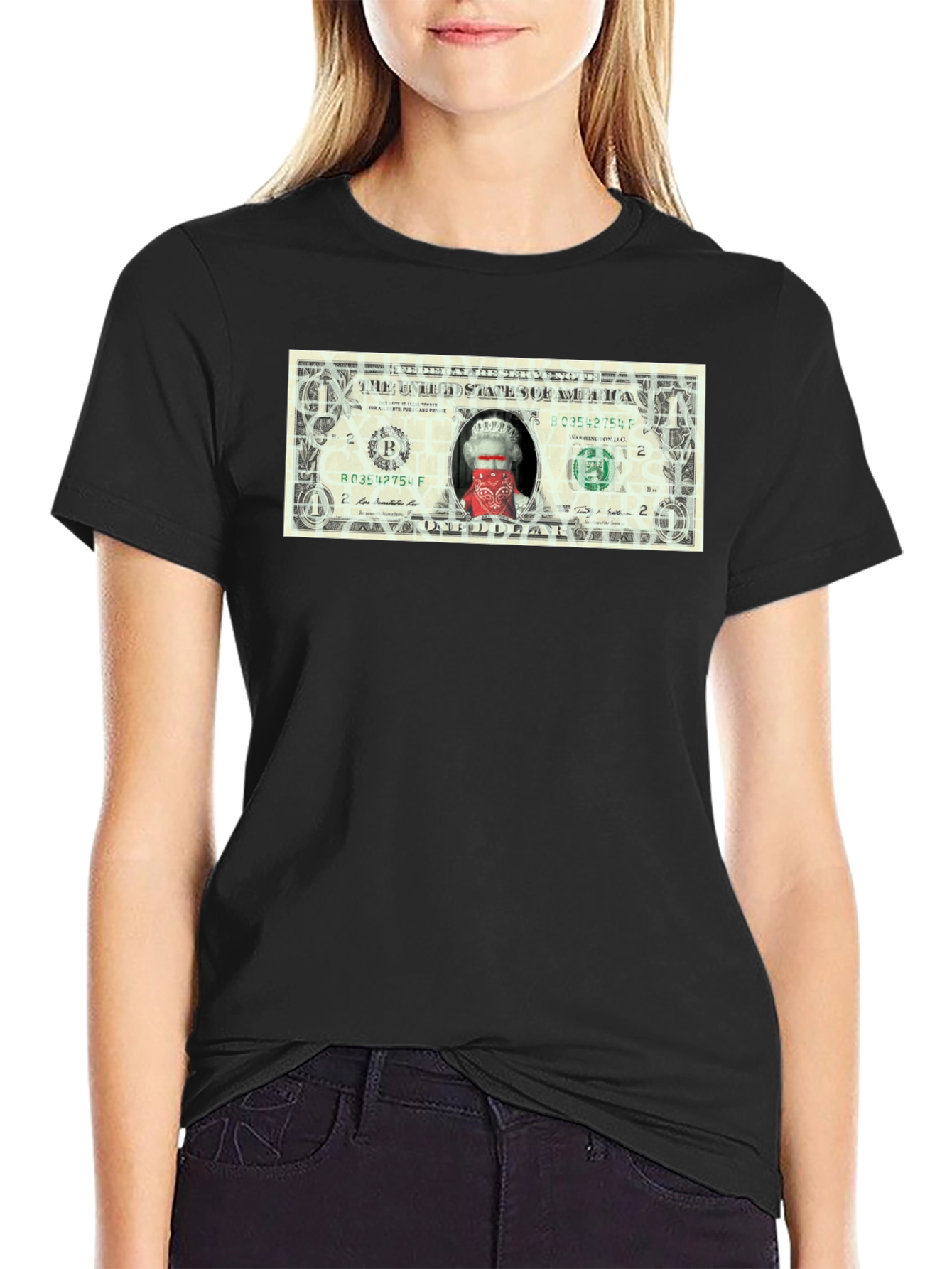 Queen Elizabeth Bandana One Dollar Bill Funny T-Shirt