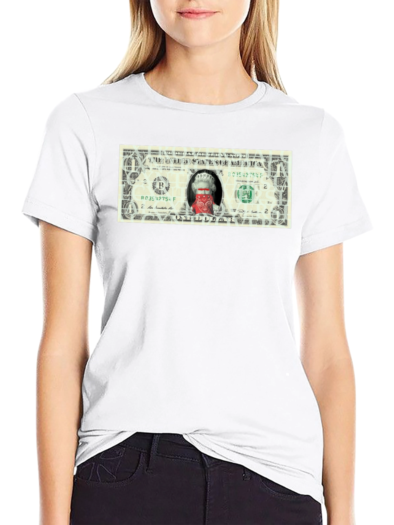 Queen Elizabeth Bandana One Dollar Bill Funny T-Shirt