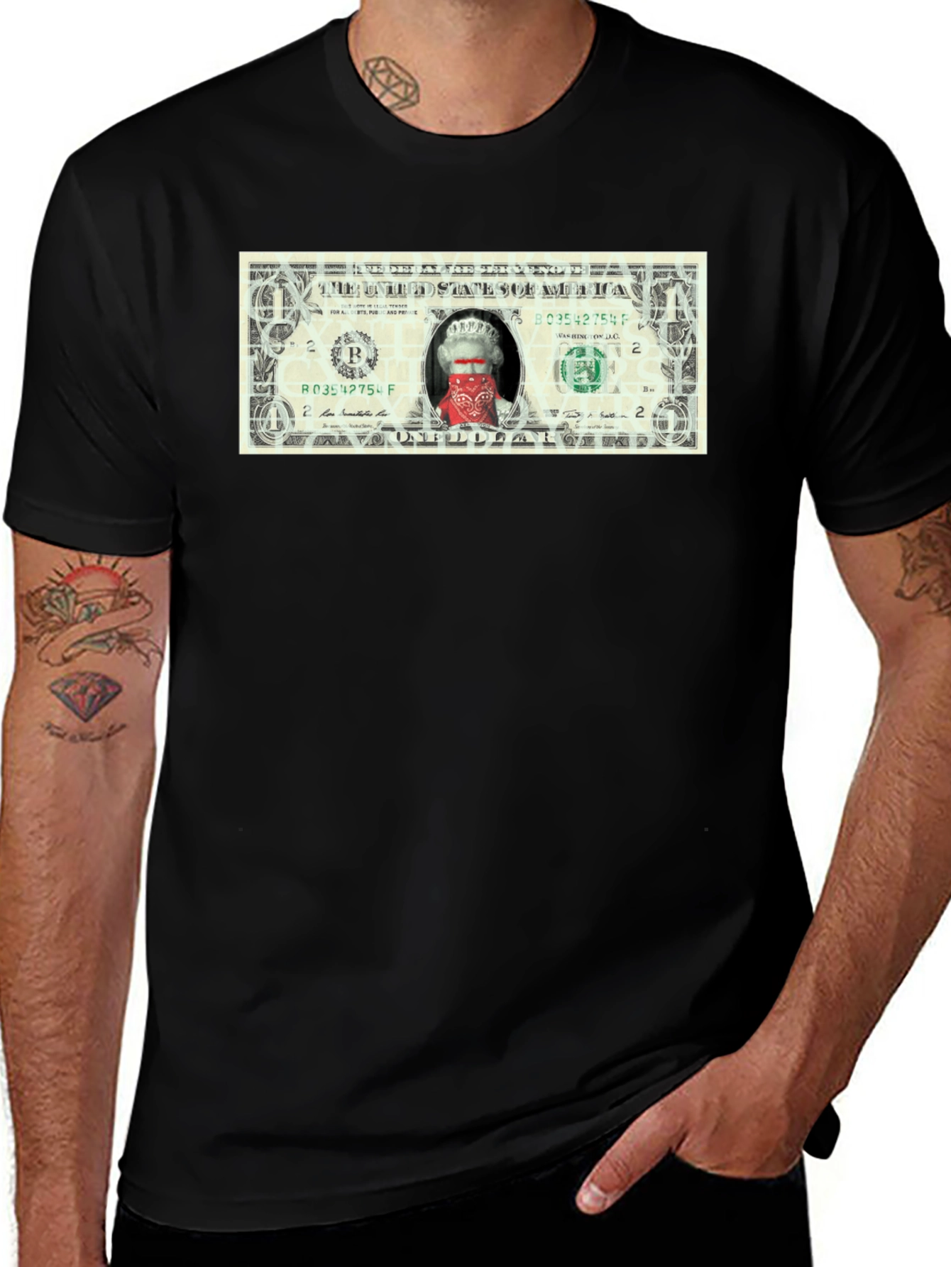 Queen Elizabeth Bandana One Dollar Bill Funny T-Shirt