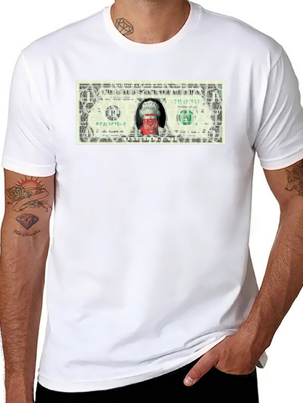 Queen Elizabeth Bandana One Dollar Bill Funny T-Shirt