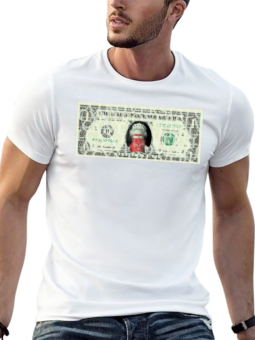 Queen Elizabeth Bandana One Dollar Bill Funny T-Shirt