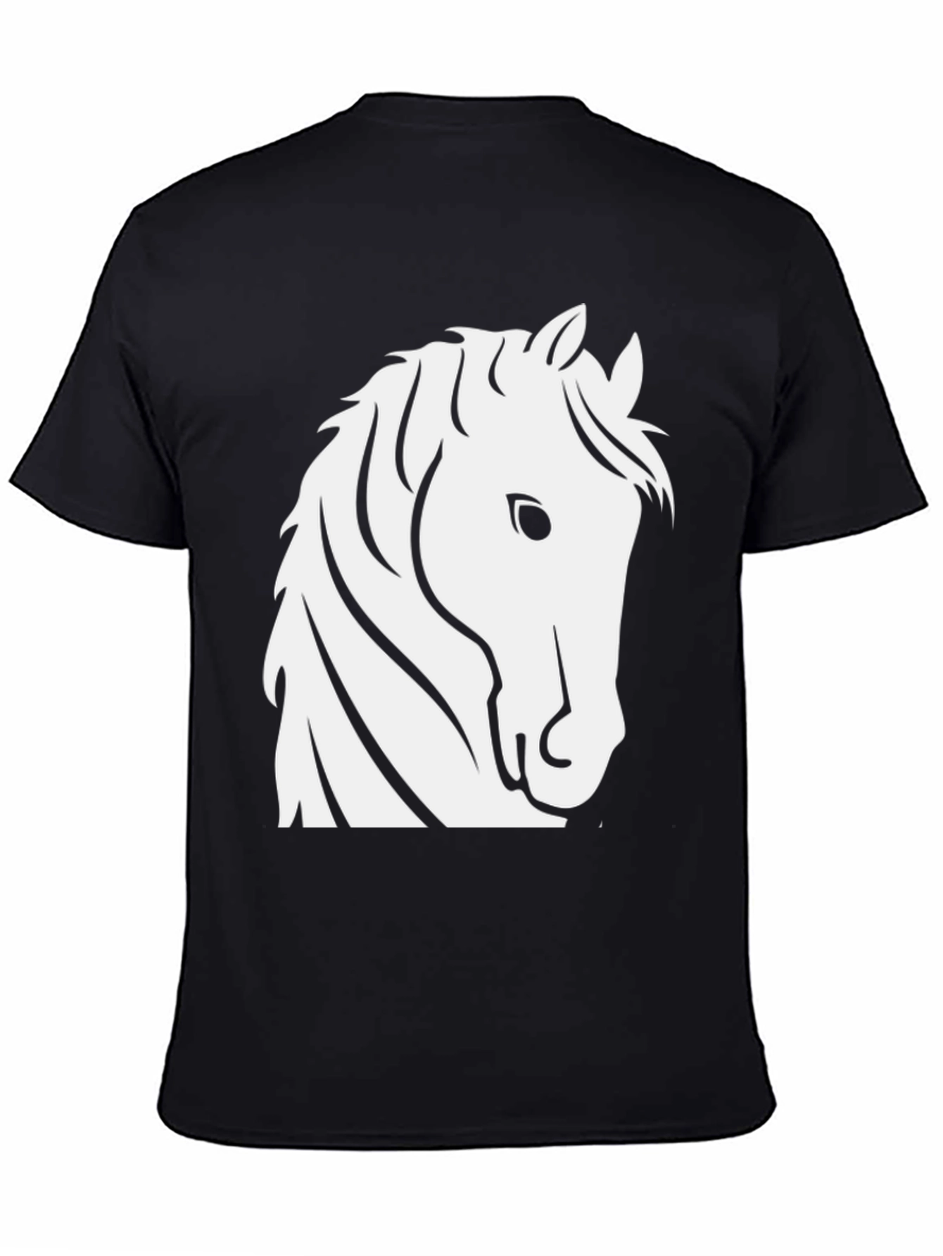 Black T-Shirt with White Horse Head Design
