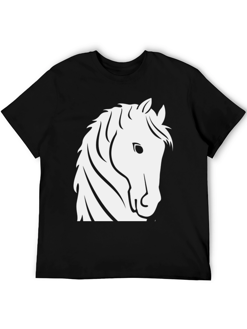 Black T-Shirt with White Horse Head Design