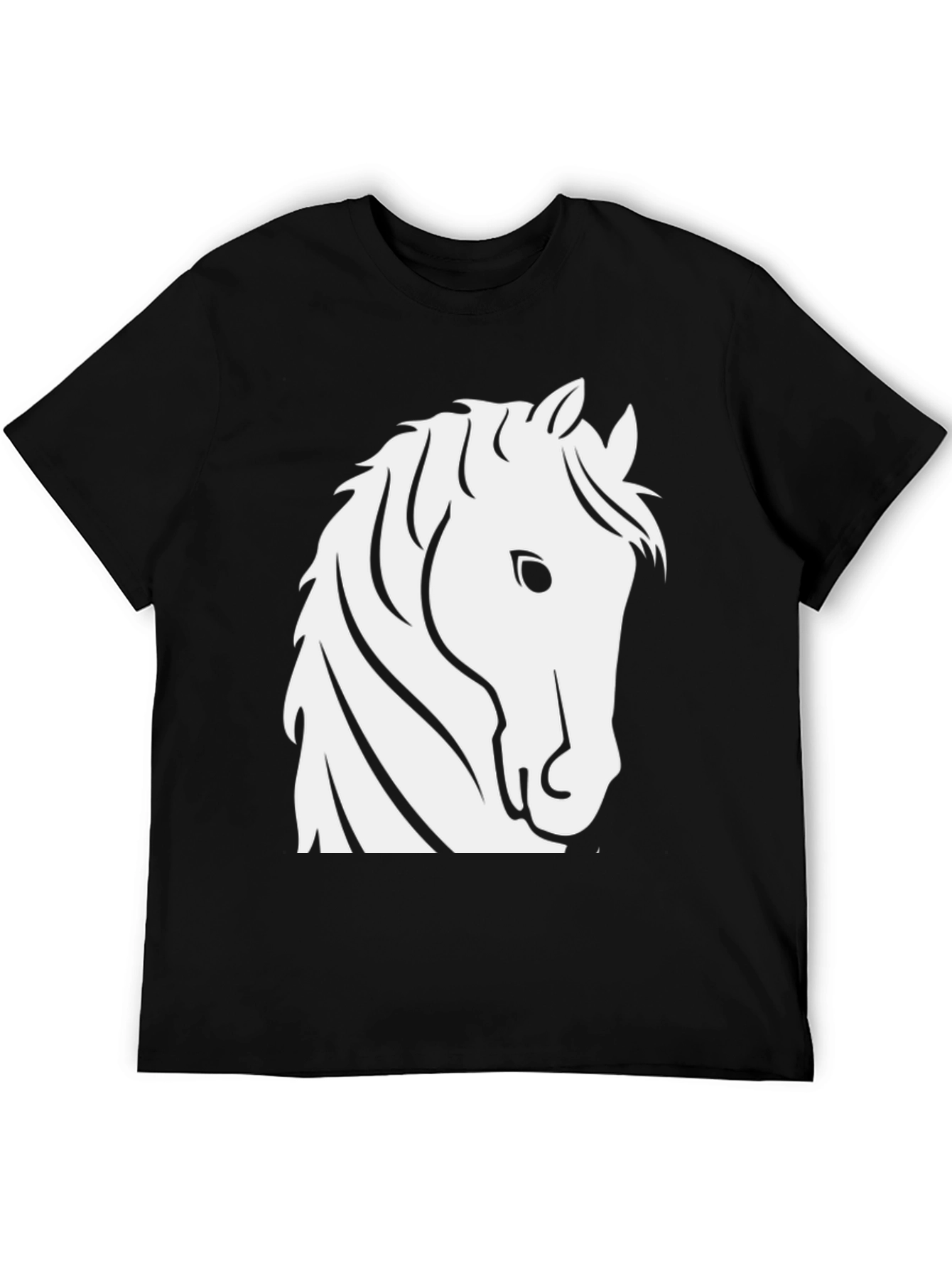 Black T-Shirt with White Horse Head Design