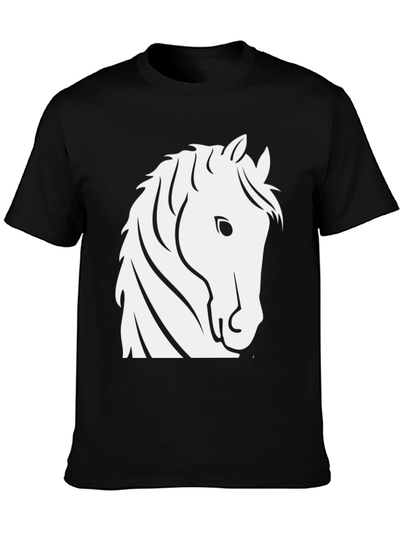 Black T-Shirt with White Horse Head Design