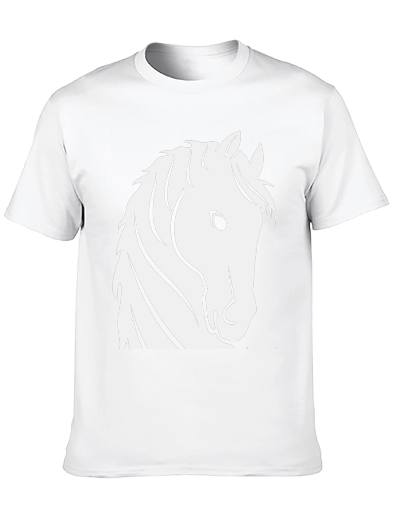 Black T-Shirt with White Horse Head Design