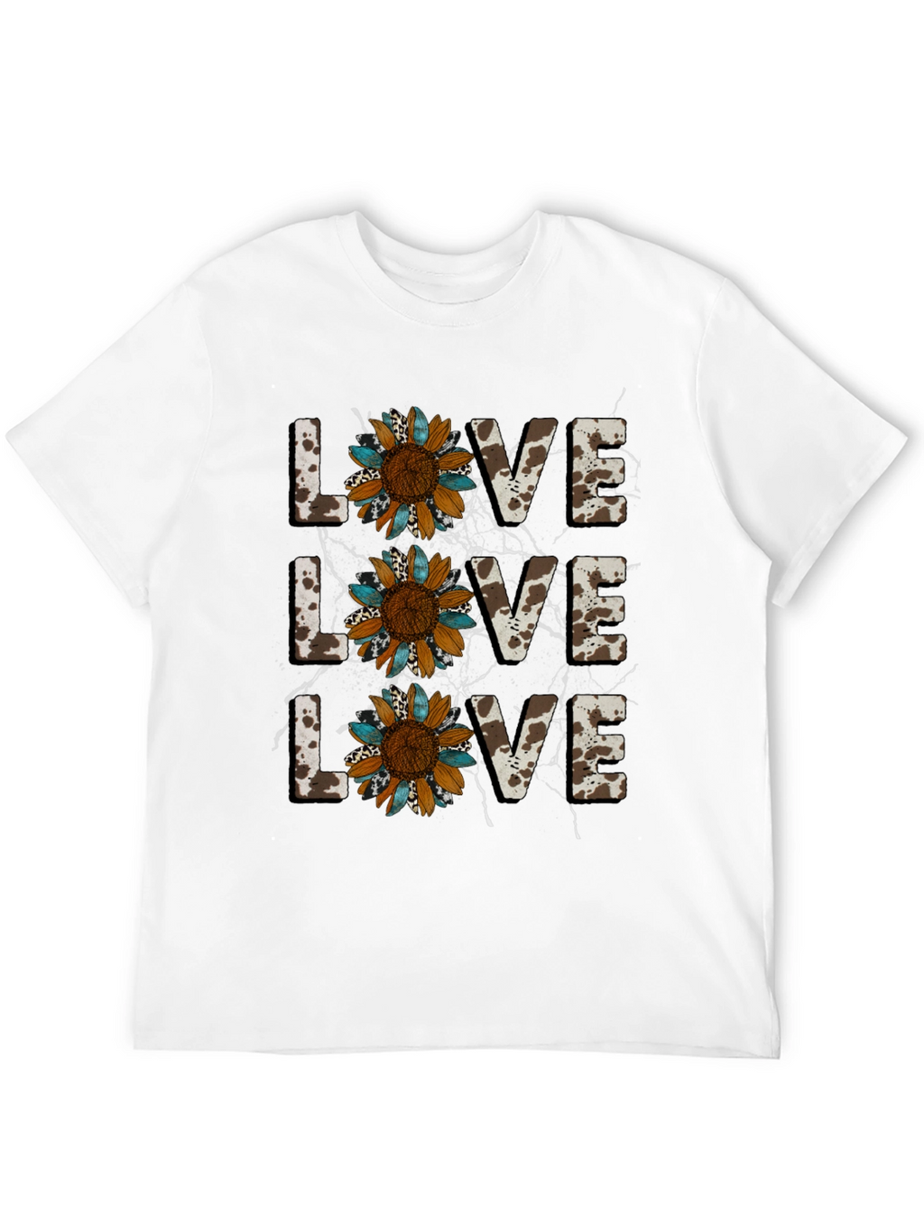 Live Love Sunflower Cow Print Graphic Tee