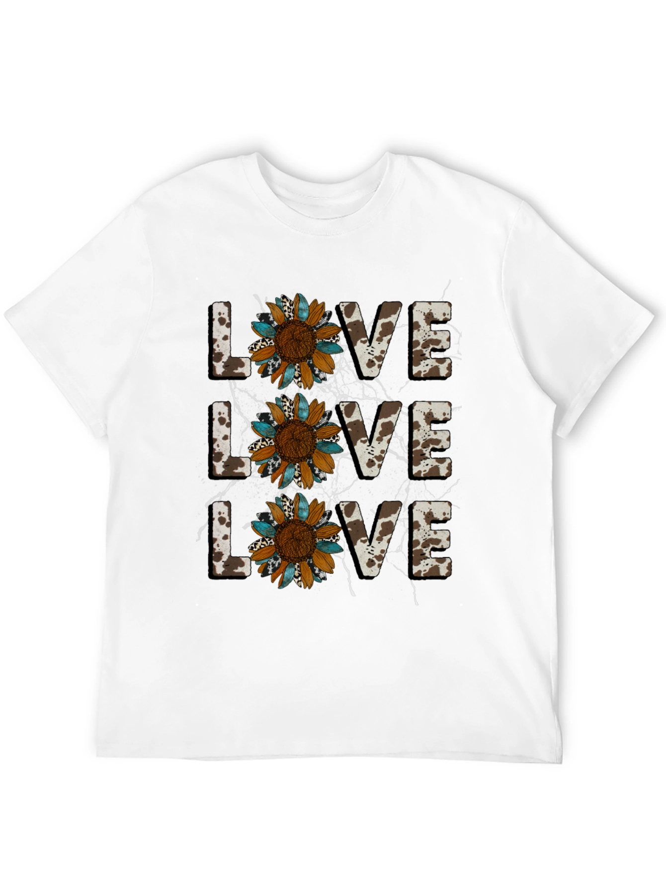 Live Love Sunflower Cow Print Graphic Tee