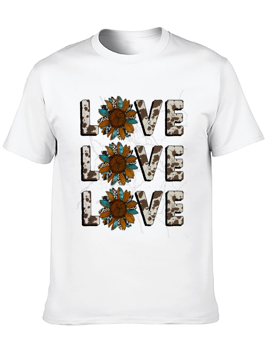 Live Love Sunflower Cow Print Graphic Tee