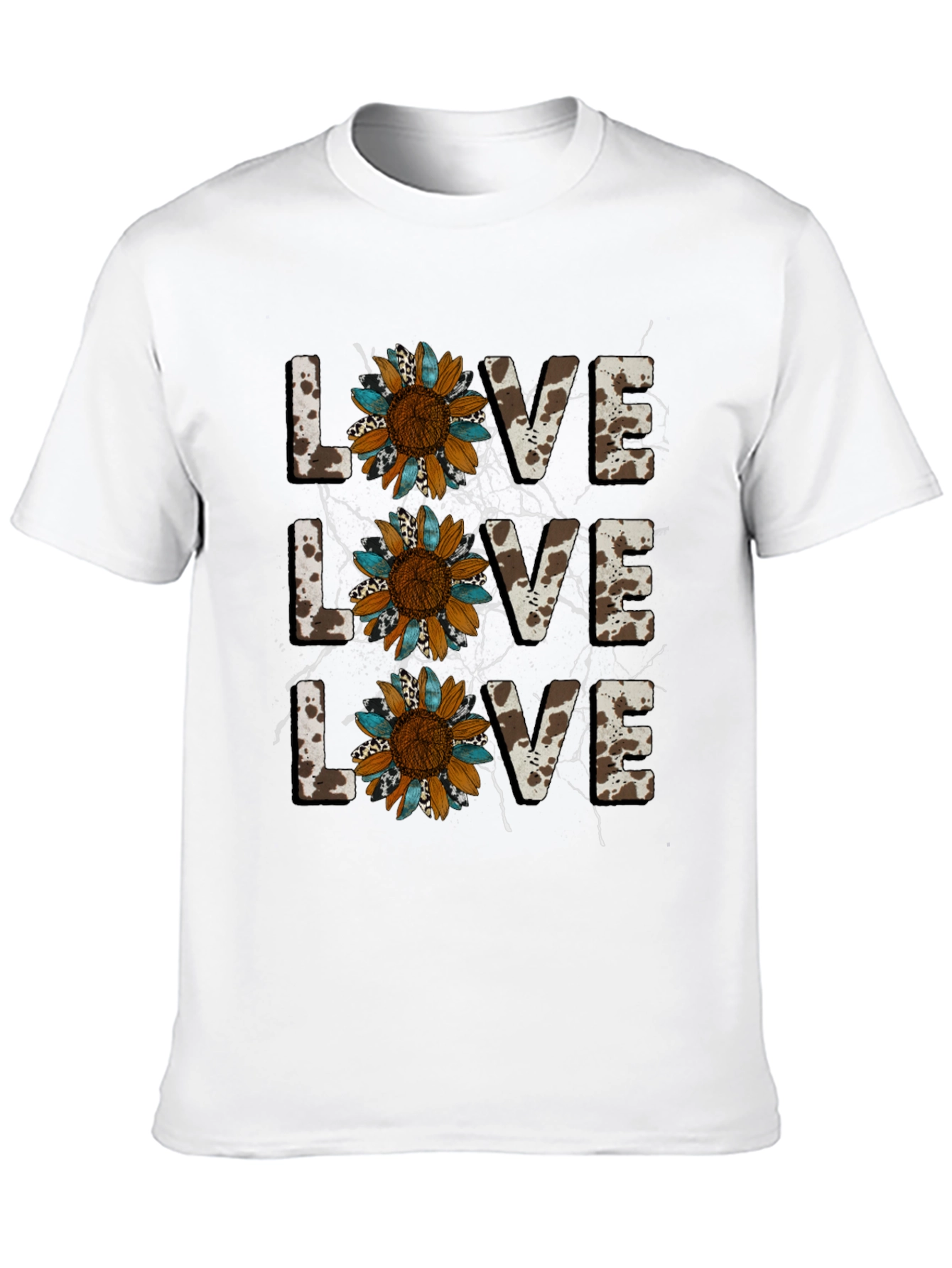 Live Love Sunflower Cow Print Graphic Tee