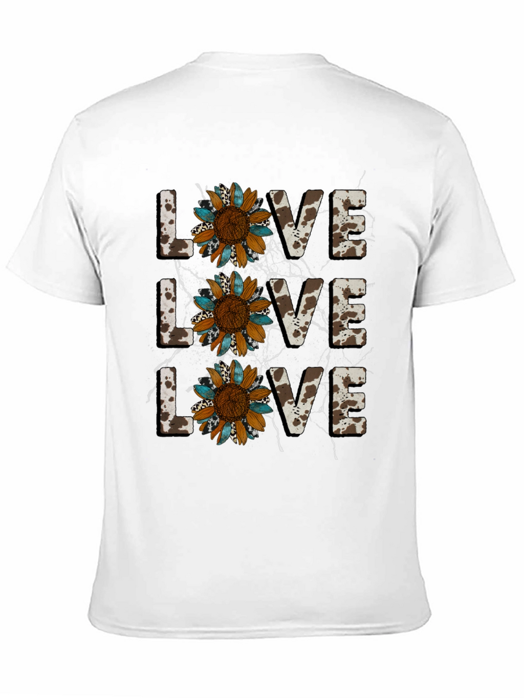 Live Love Sunflower Cow Print Graphic Tee