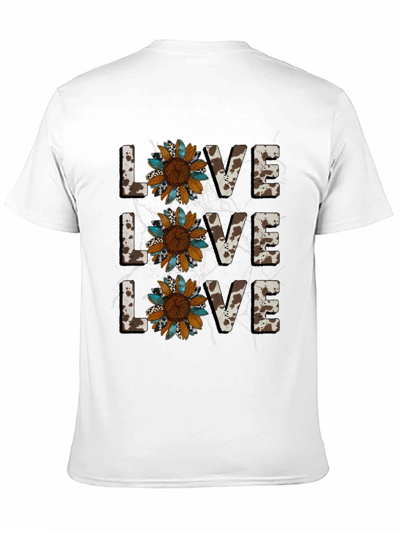 Live Love Sunflower Cow Print Graphic Tee