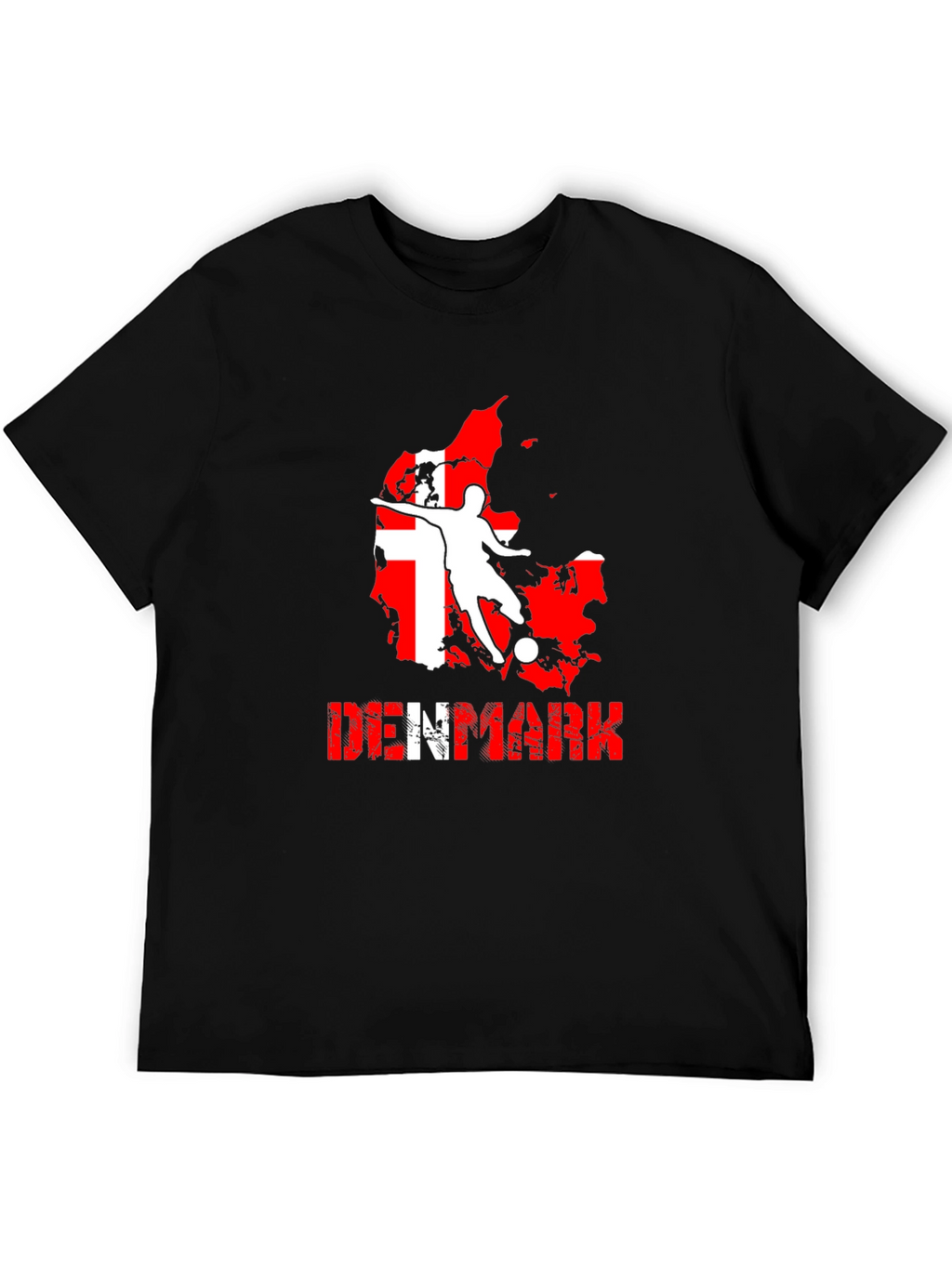 Denmark Soccer T-Shirt: Red & White Map Design
