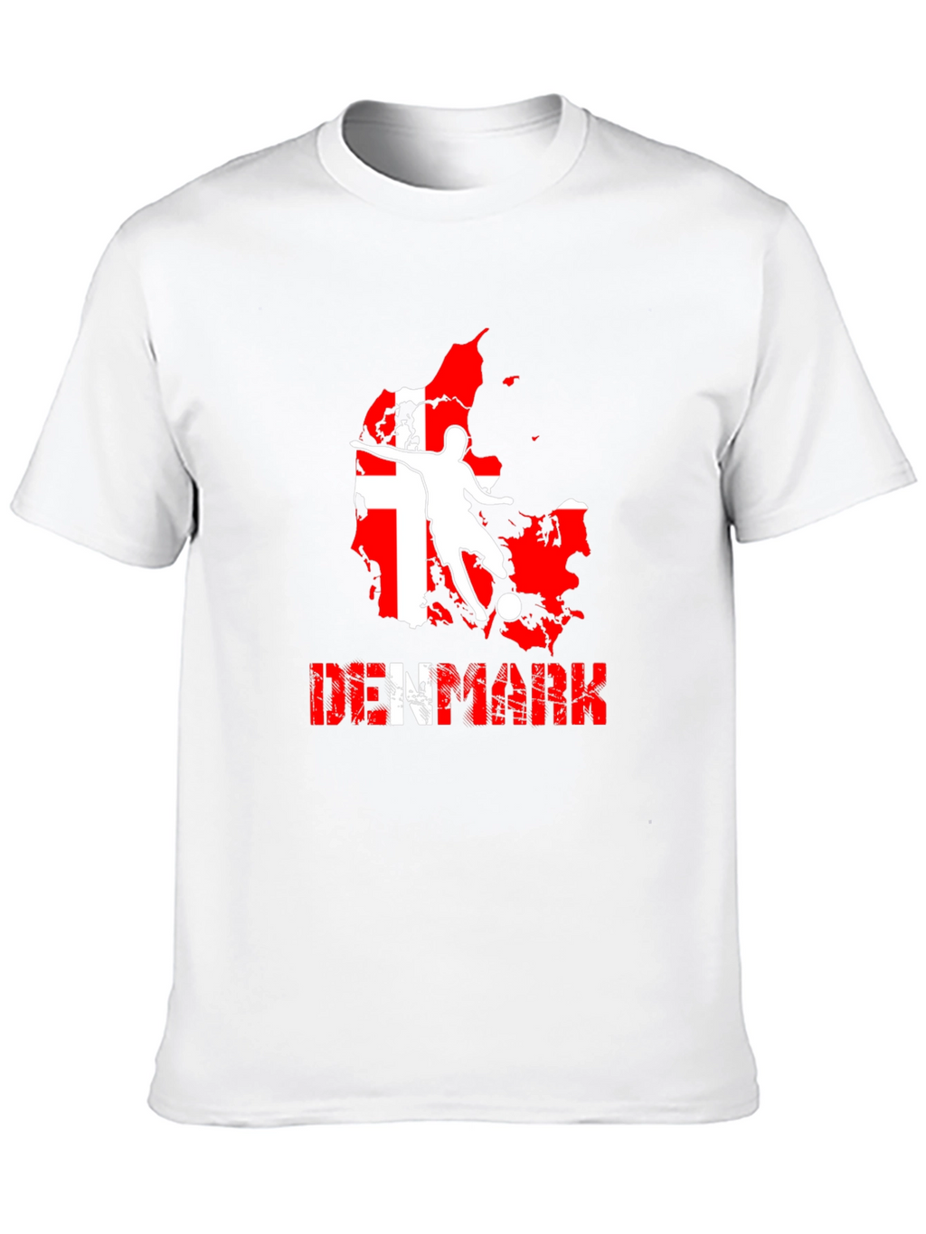 Denmark Soccer T-Shirt: Red & White Map Design