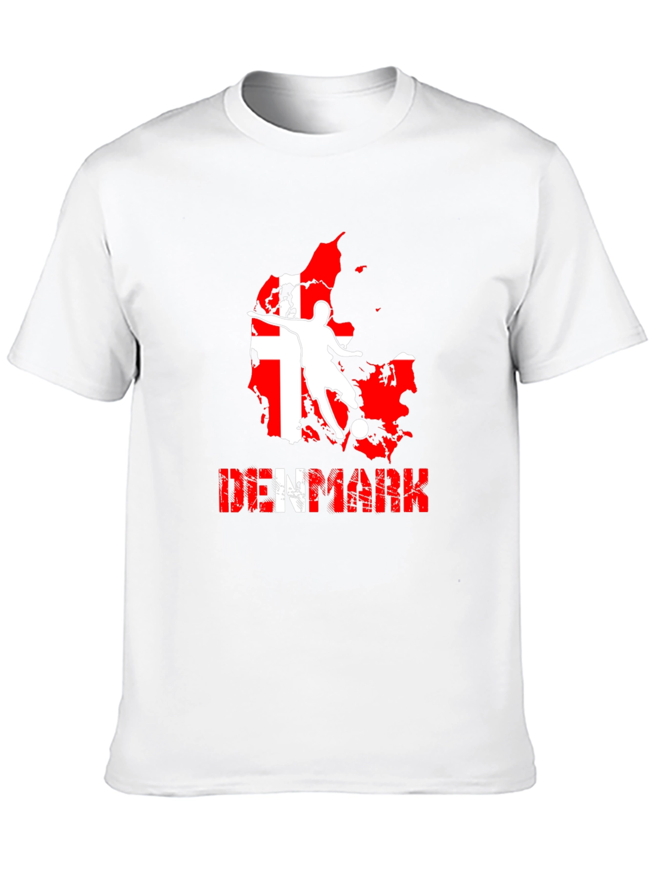 Denmark Soccer T-Shirt: Red & White Map Design