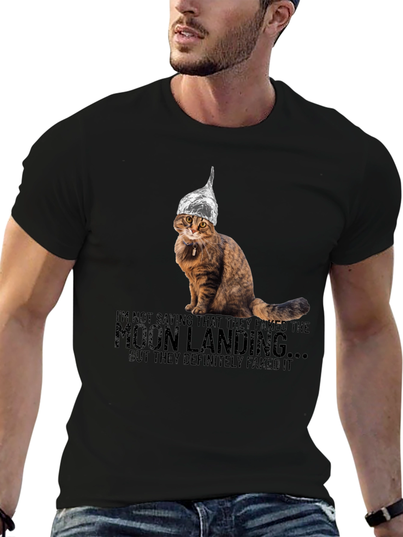 Moon Landing Conspiracy Cat T-Shirt