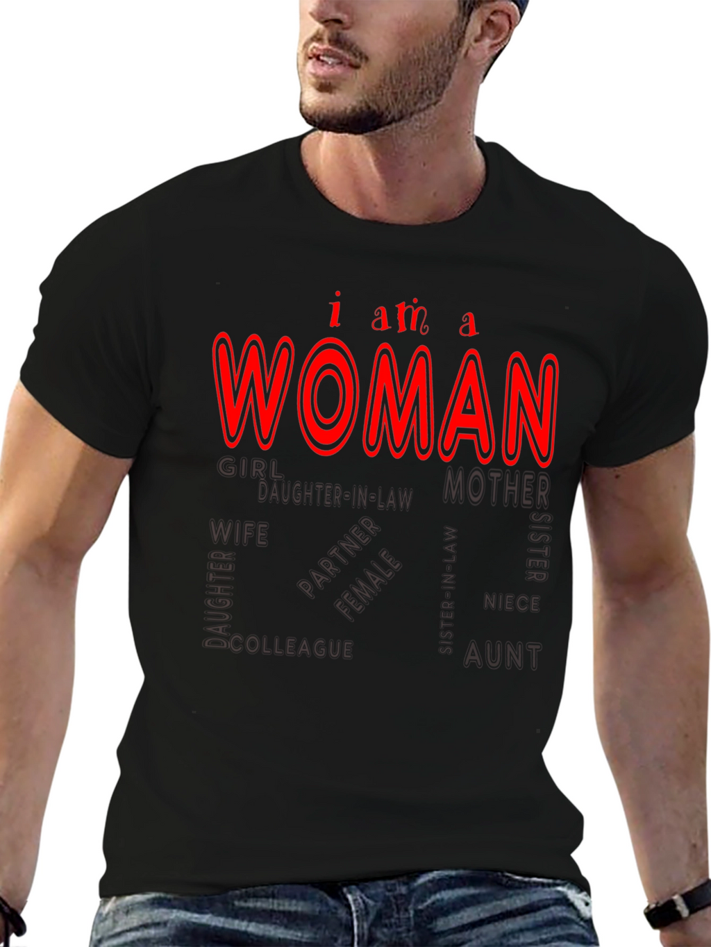 I am a Woman Black Tee