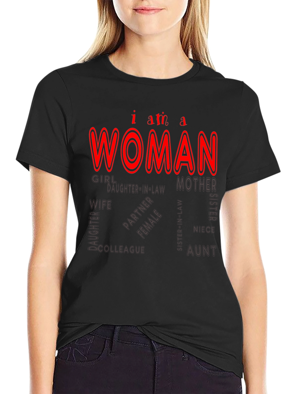 I am a Woman Black Tee