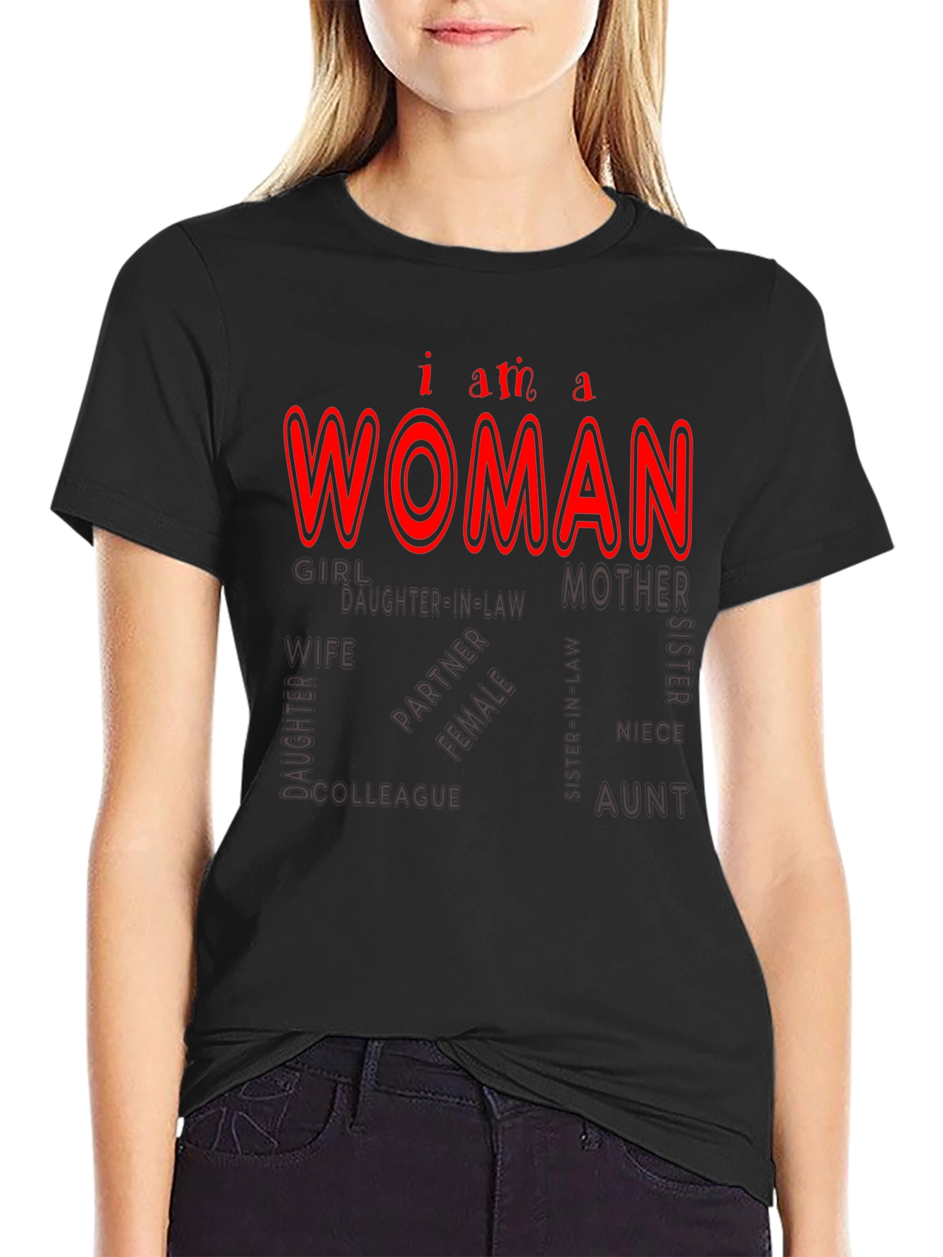 I am a Woman Black Tee