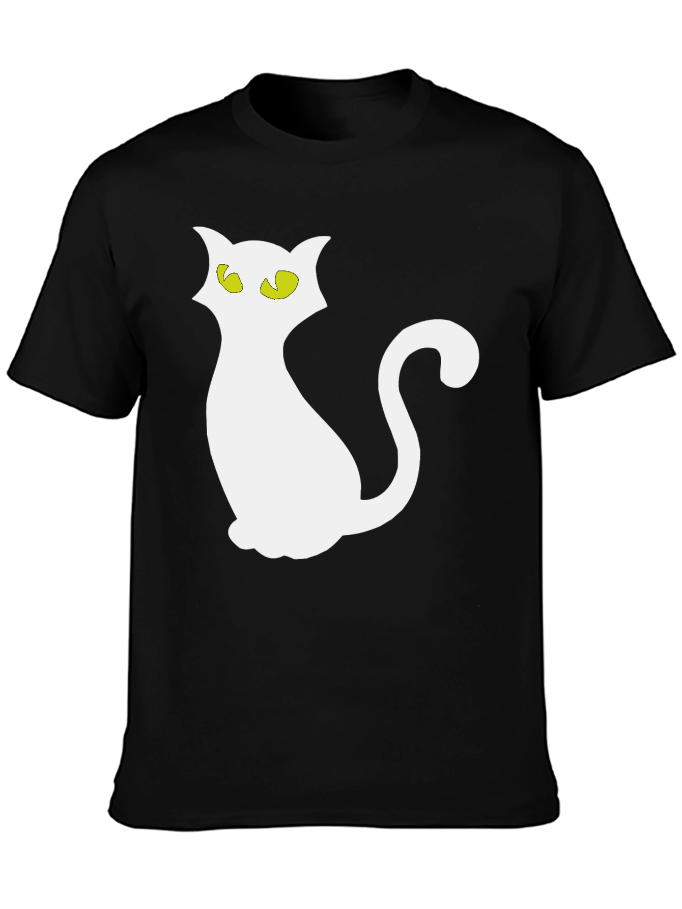 Halloween Cat T-Shirt - Black Crew Neck