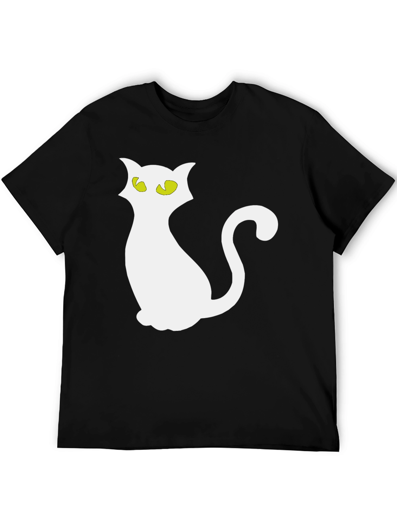 Halloween Cat T-Shirt - Black Crew Neck