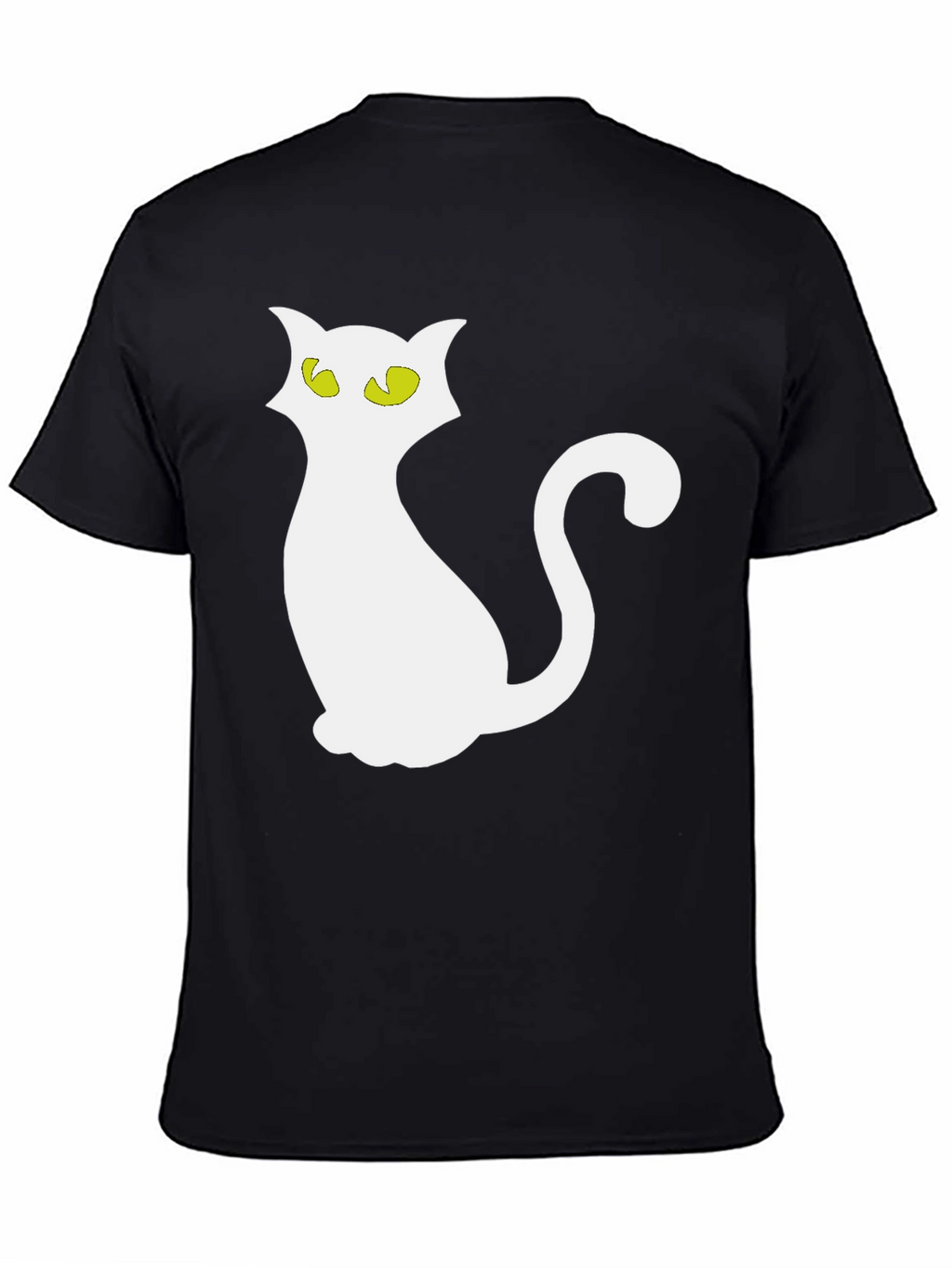 Halloween Cat T-Shirt - Black Crew Neck