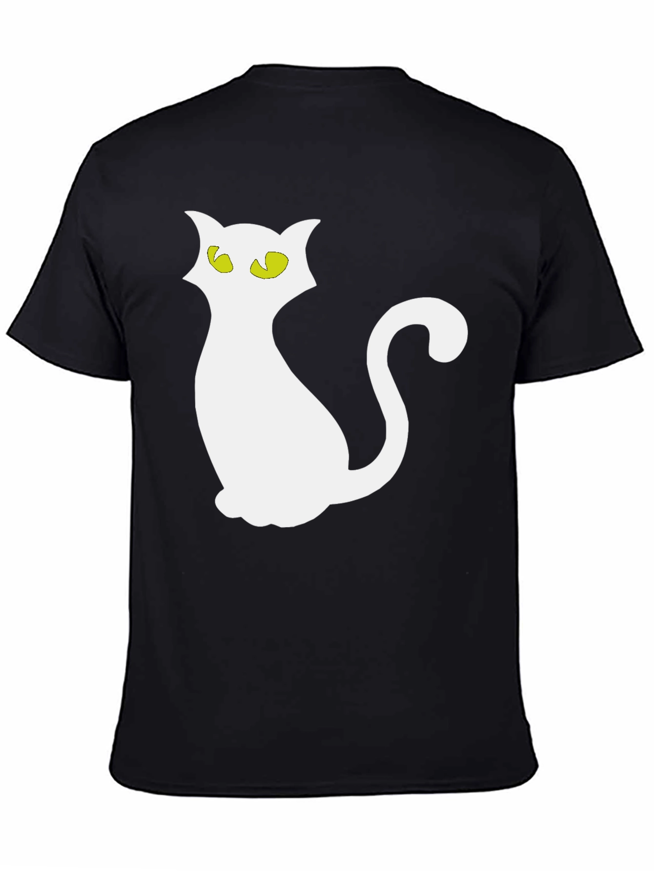 Halloween Cat T-Shirt - Black Crew Neck