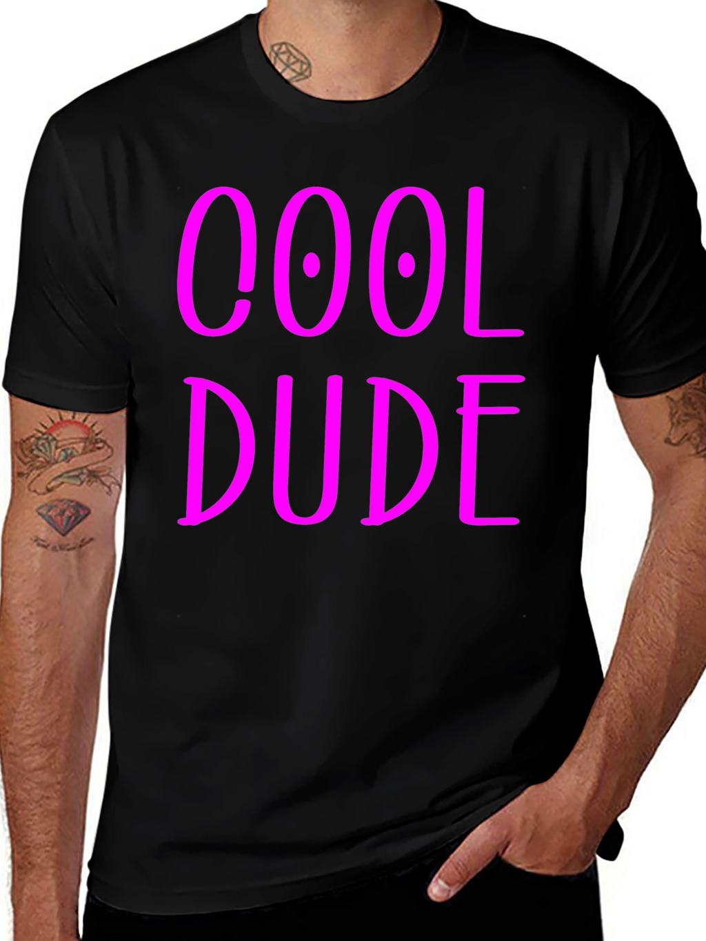Cool Dude Graphic Tee - Black Cotton Blend T-Shirt