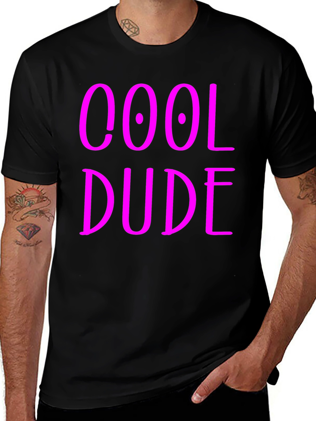 Cool Dude Graphic Tee - Black Cotton Blend T-Shirt